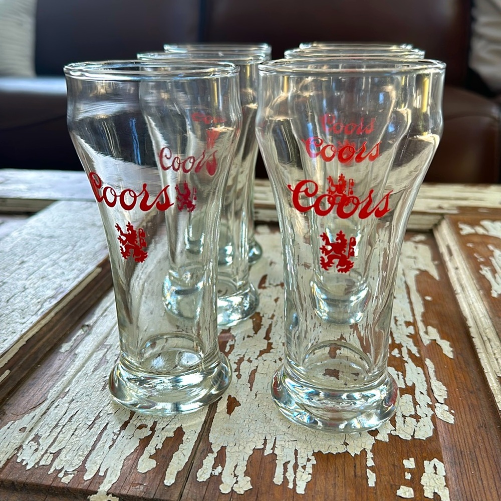 Set of 6 Vintage Coors Beer glasses